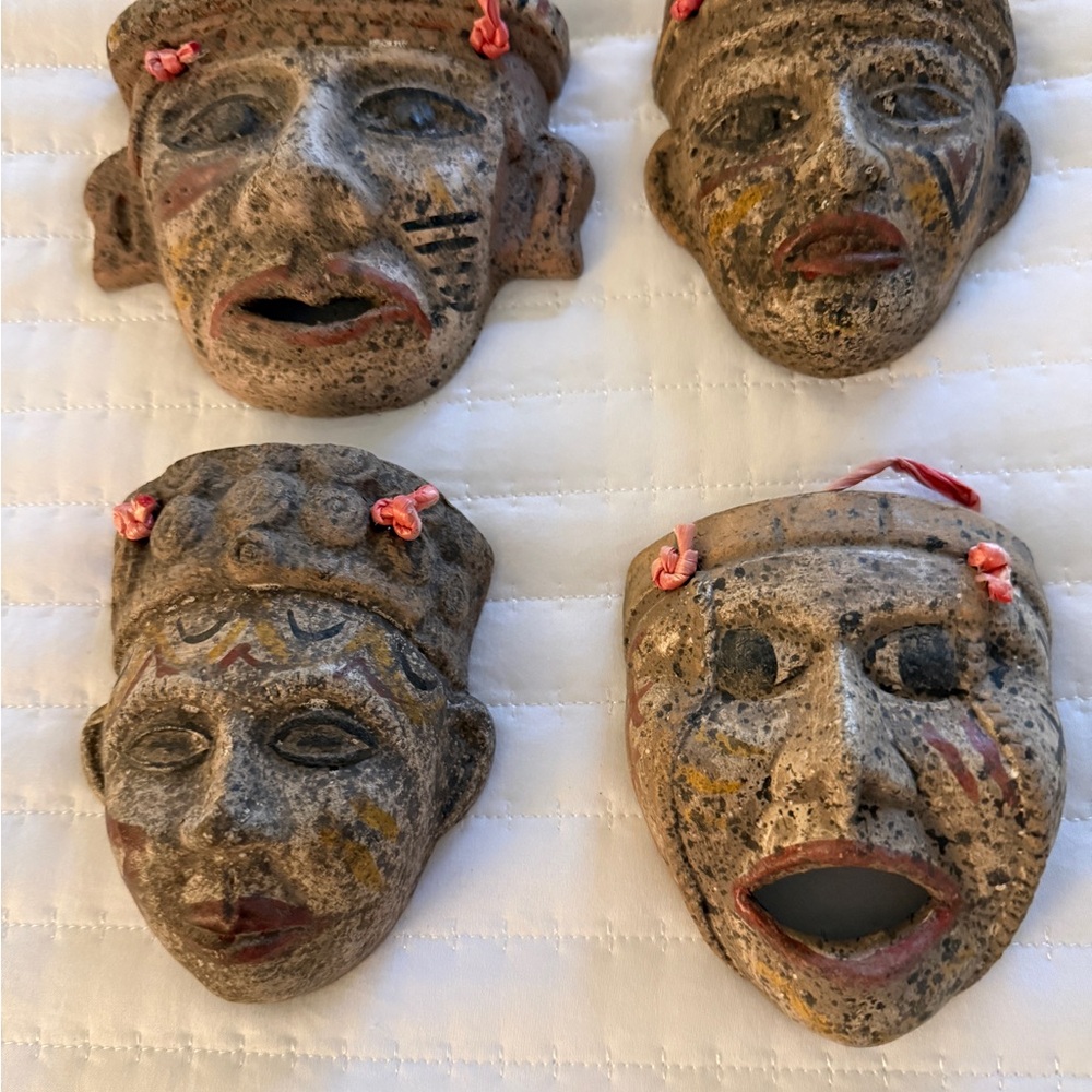 Handcrafted Stone Mask Wall Art - Neutral Tones